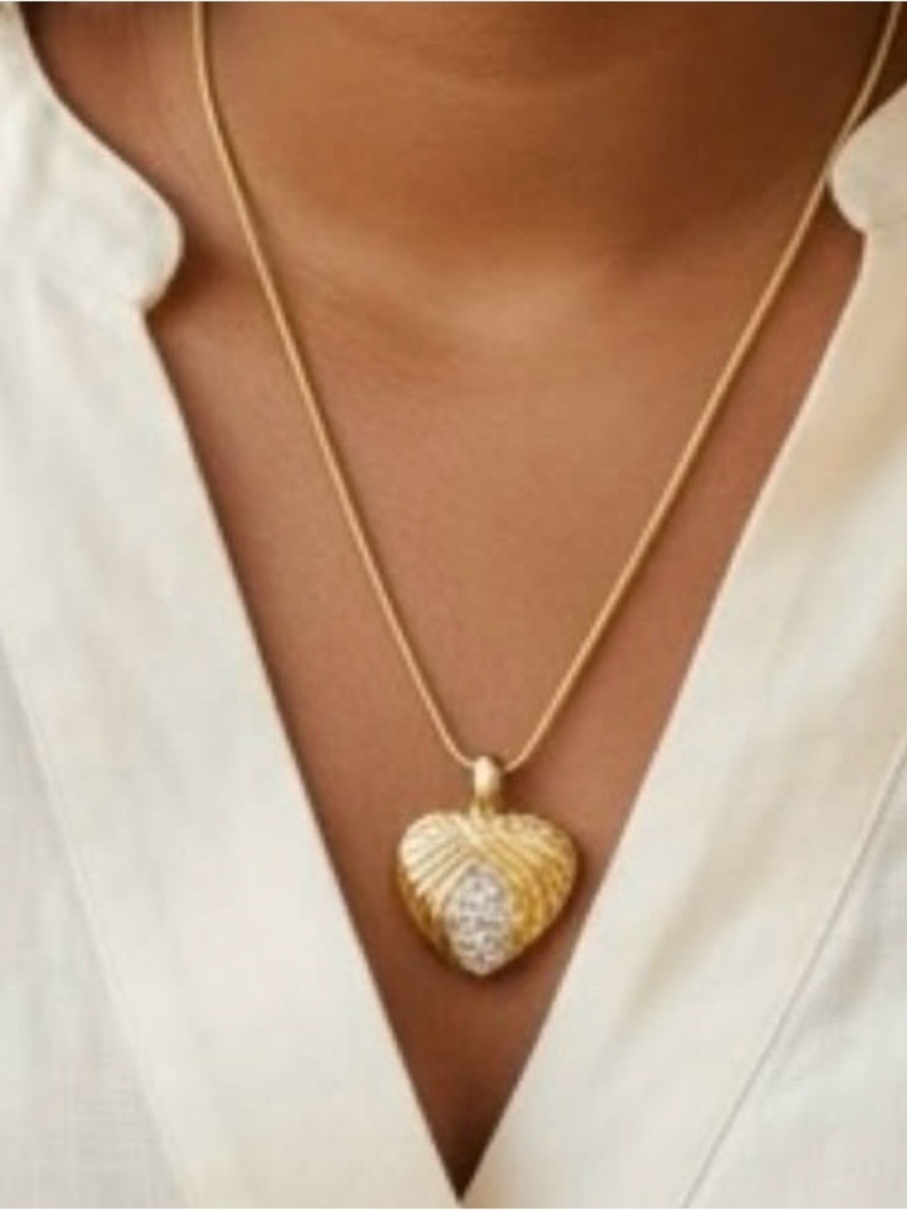 Gold Heart Pendant Necklace with Crystal Detail #4